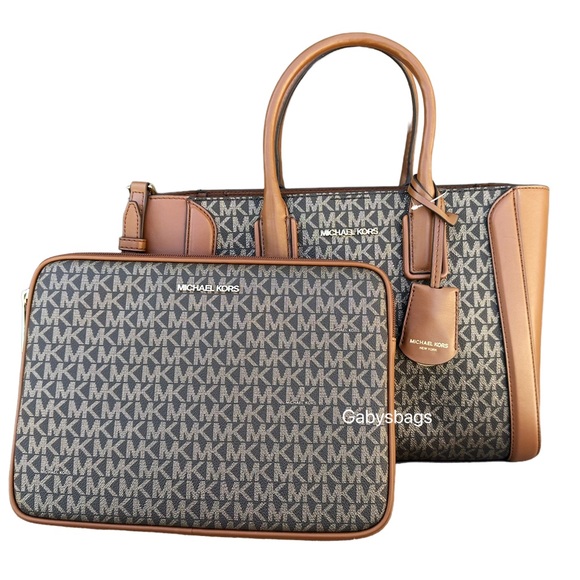 Michael Kors Brown Gold Satchel + IPad Case - Picture 6 of 9